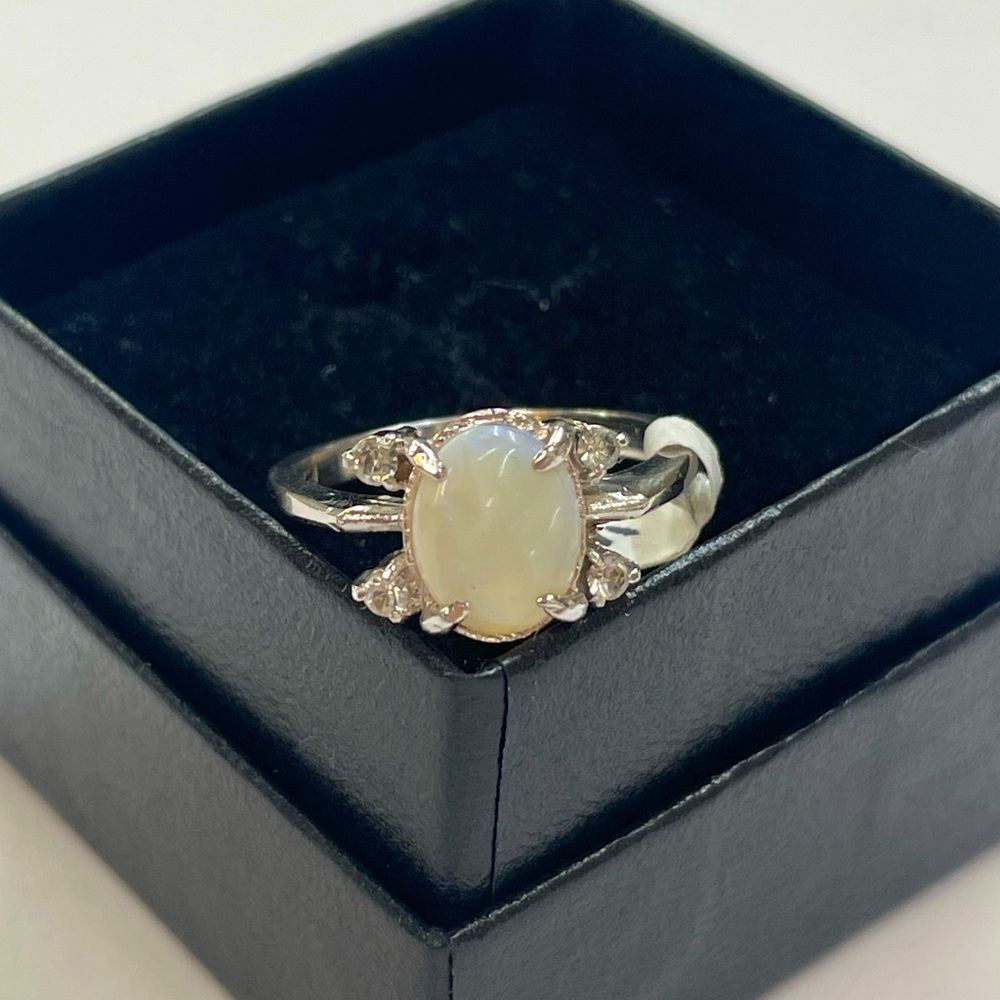 Sliver Colored Quartz Ring Size 6.5